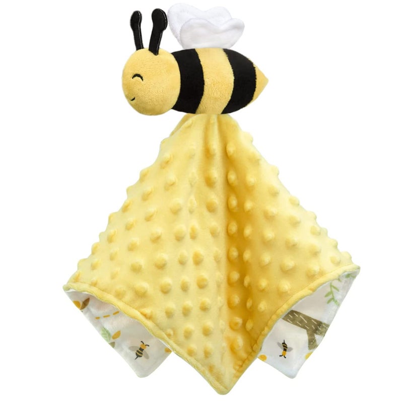 BORITAR Baby Security Blanket Soft Baby Lovey Unisex Lovey Shower Gifts for Newborn Boys and Girls Snuggle Toy Bee Stuffed Animal Yellow 14 Inch - Image 1